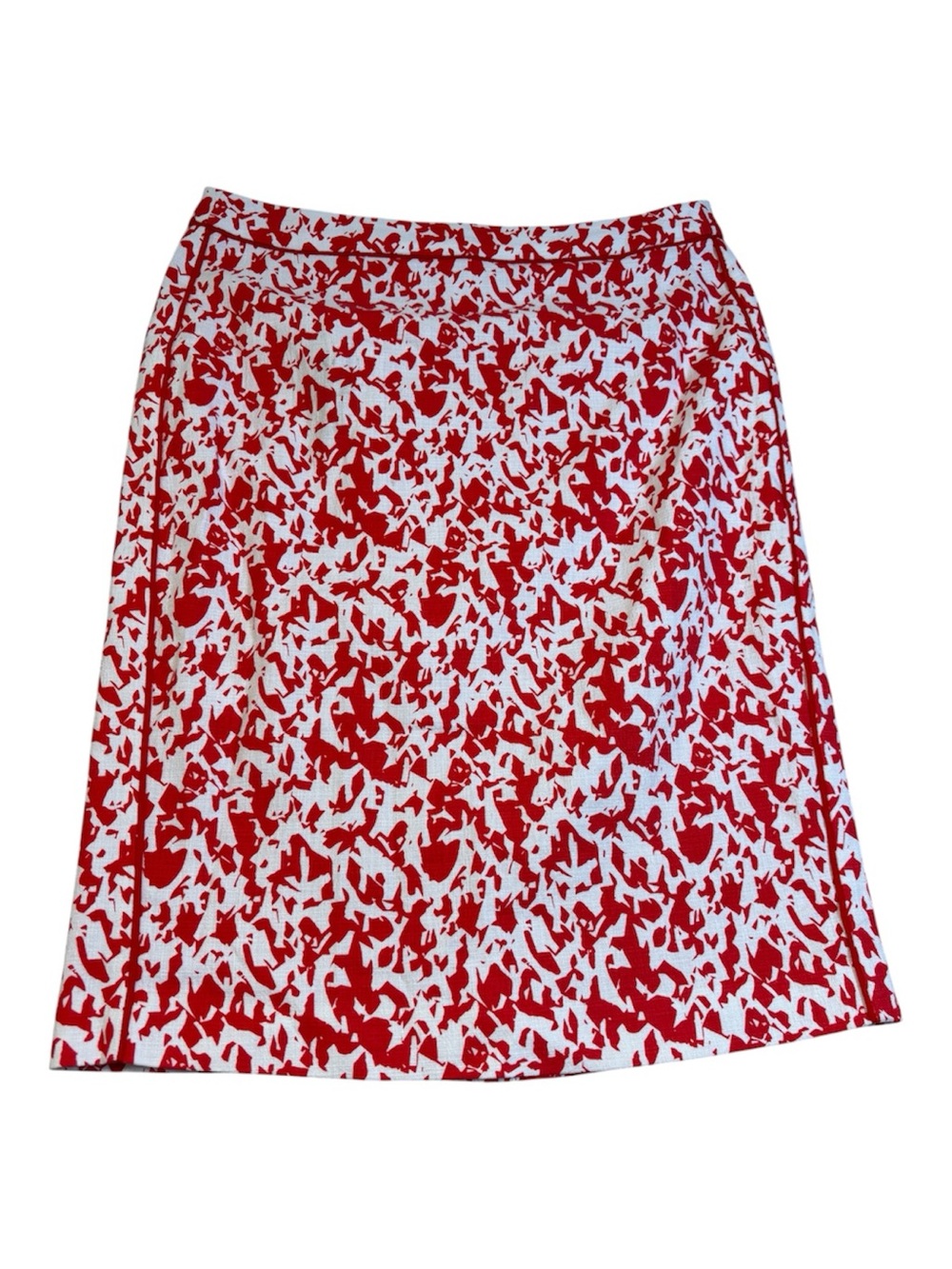 Halogen Pencil Skirt Size 4 Red White Abstract Print Lined Career EUC 22"